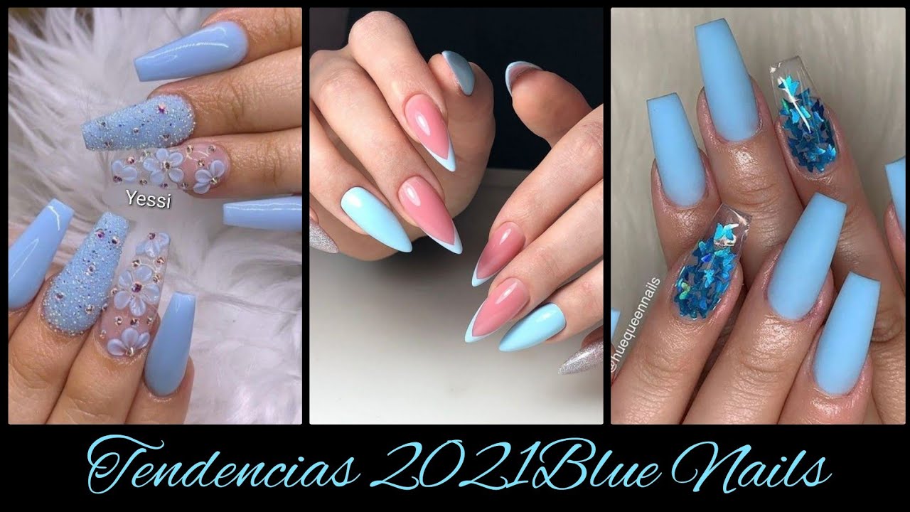 Diseños de uñas elegantes en color azul