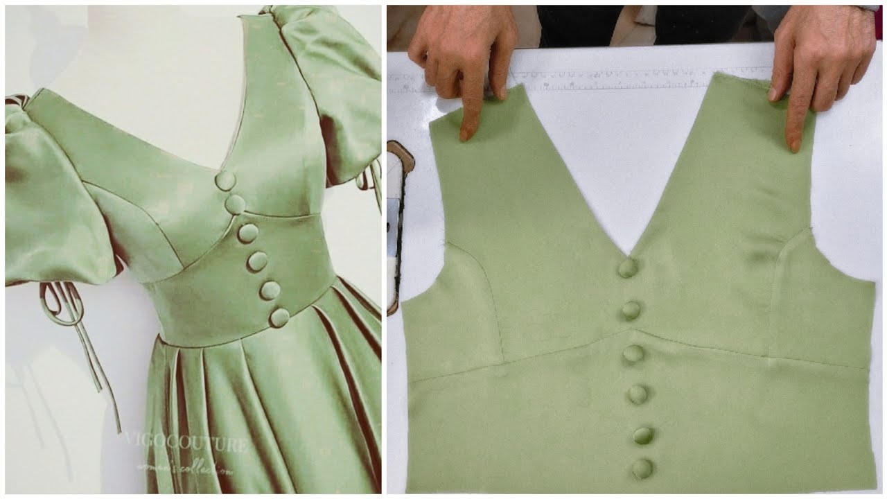 خياطة وتفصيل فستان ستان في غاية الروعة