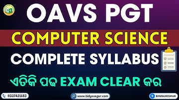 OAVS PGT Computer Science Complete syllabus | OAVS PGT 2024  #bidyasagarclasses