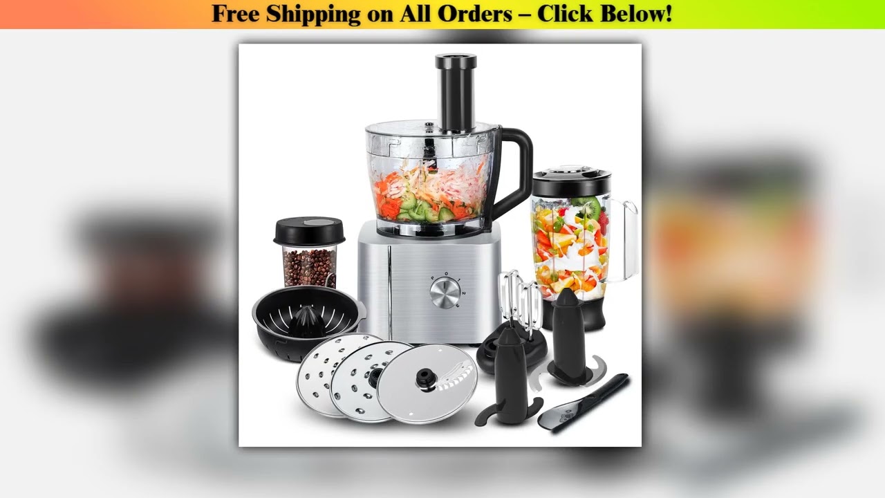 1100W Pro Kitchen System 11-in-1 Multifunctional Food Processor with 3.2L Bowl + 1.5L Cup