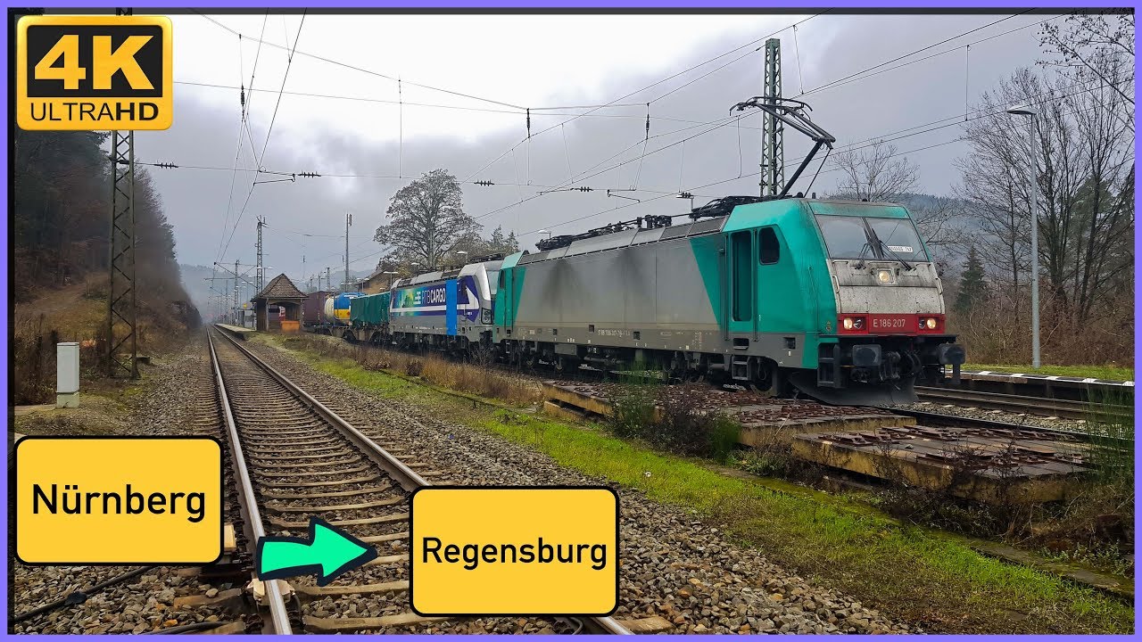 【4K】 Führerstandsmitfahrt Nürnberg RBF GBF nach Regensburg Hbf über Feucht,Neumarkt,Undorf.