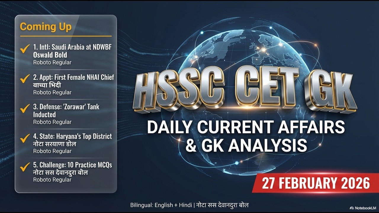 27 February 2026 Current Affairs | Top 10 Questions | HSSC CET Group D | Hindi + English