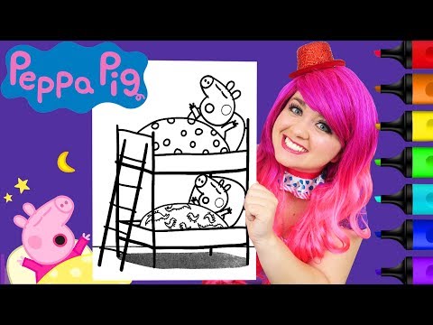 Coloring Peppa Pig x George Bedtime Coloring Page Prismacolor Paint Markers | Kimmi The Clown
