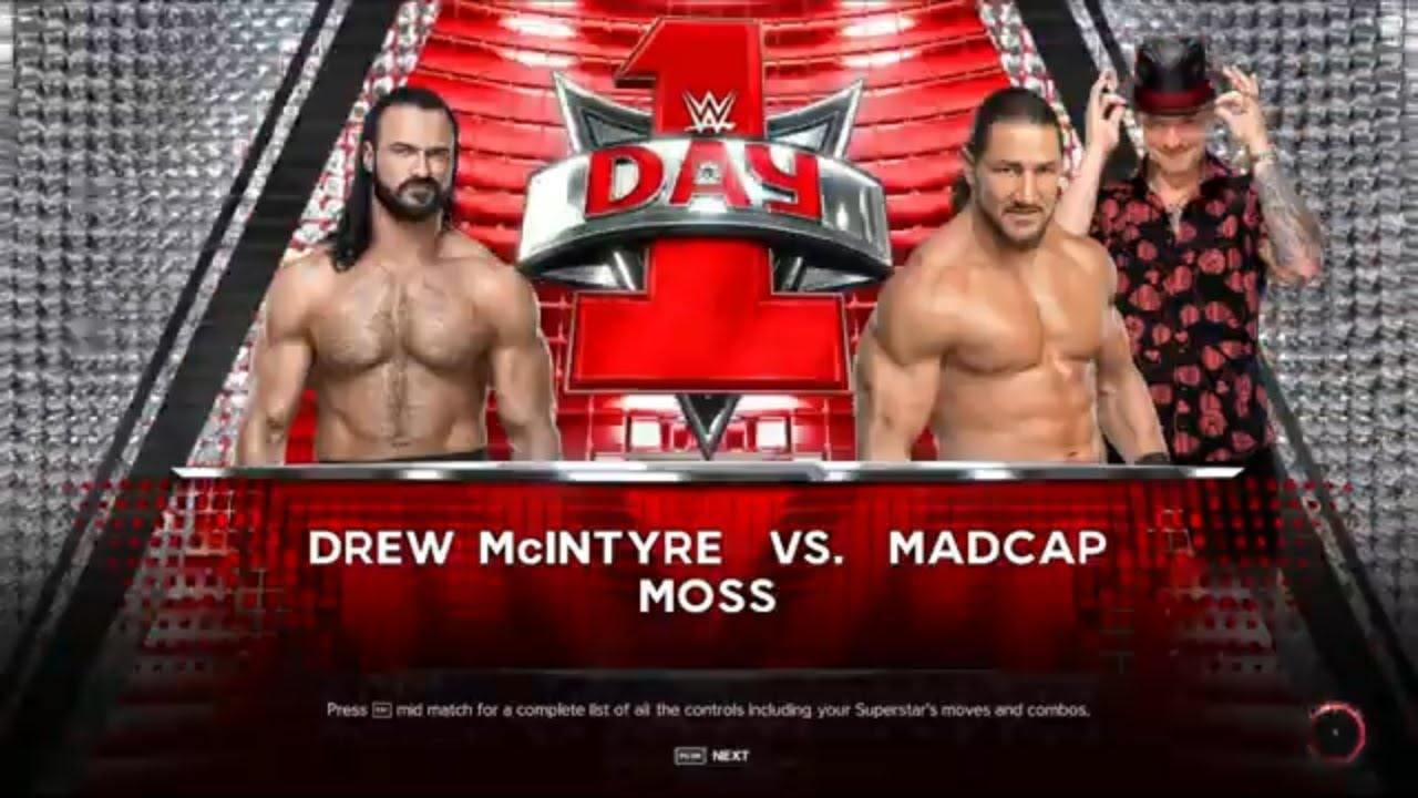 WWE Day 1 2022 Drew McIntyre vs. Madcap Moss (with Happy Corbin) - WWE 2K23