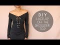 DIY Lace-Up Off the Shoulder Top (No Sewing)