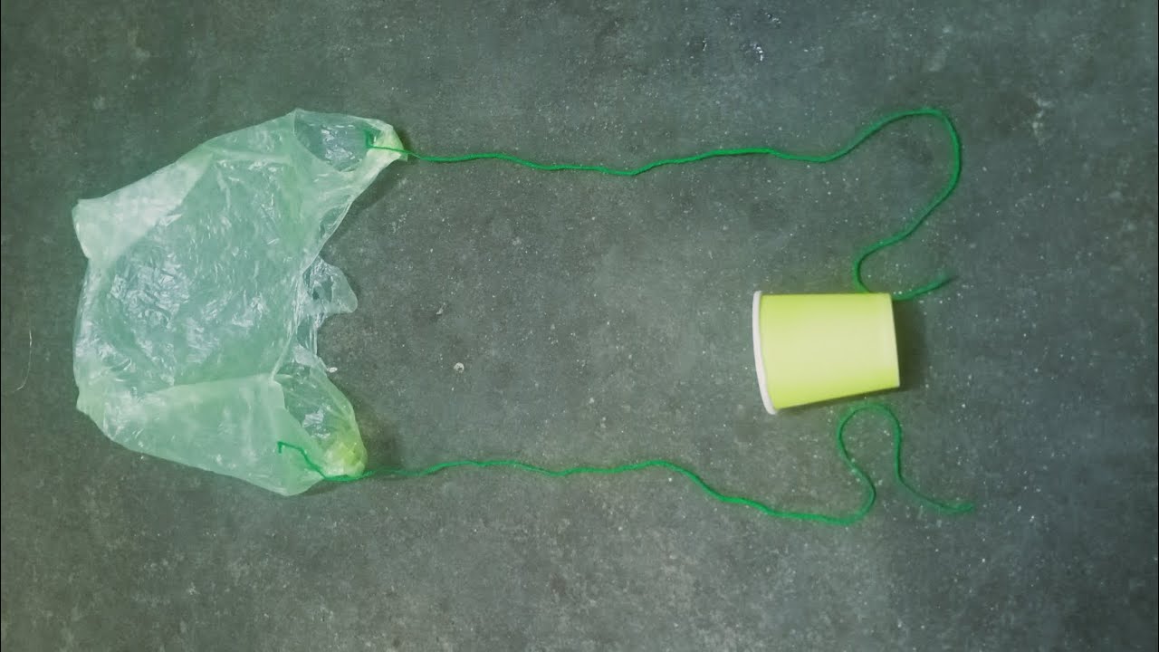 how to make parachute at home by 🍵 cup ,thread,and plastic 🛍️ - YouTube