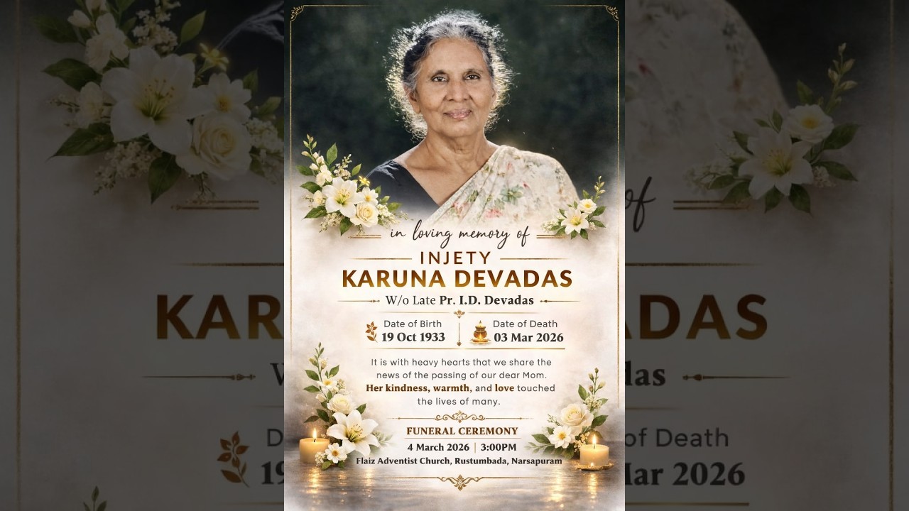 Funeral Service of Mrs. Karuna Devadas Injety