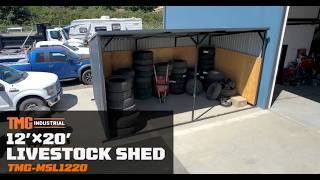 12 x 20 Horse Run-In Shed with Portable Skid Mount and Wide Front Opening - TMG-MSL1220