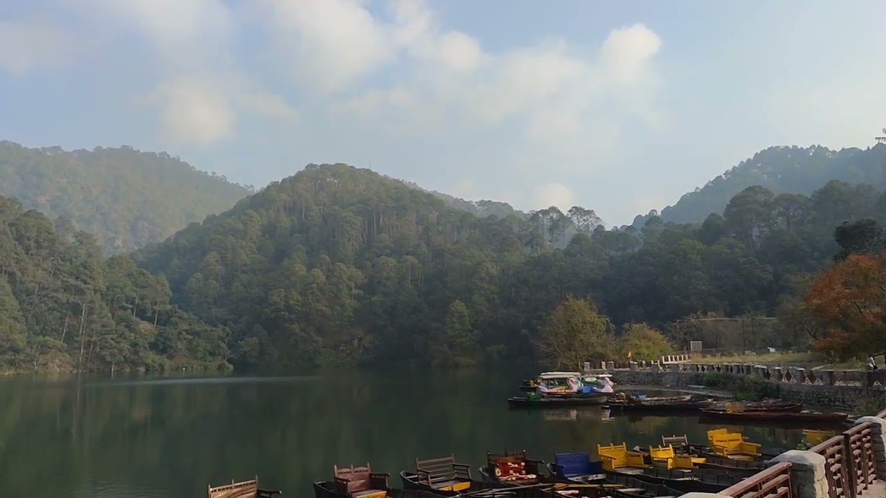 Beautiful Scenic View of  Saat Taal Lake surrounded by forest