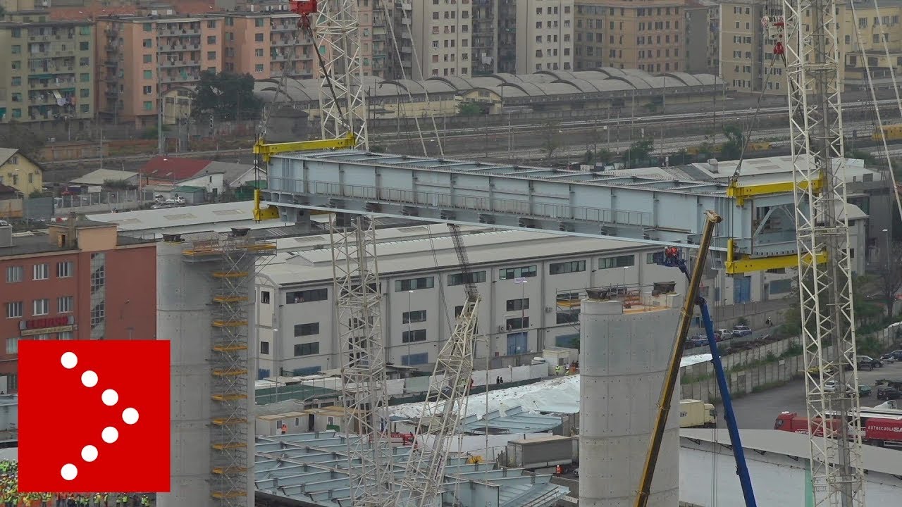 Genova, il varo del primo impalcato del nuovo ponte: le immagini velocizzate