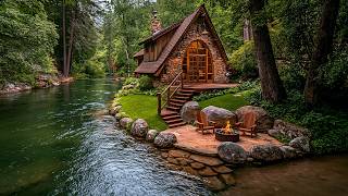 A Peaceful Forest Cabin beside the flowing stream 🌿 soft birds sounds for sleep and relaxation screenshot 5