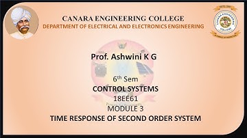 VTU CS 18EE61 M3 L9 TIME RESPONSE OF SECOND ORDER SYSTEM