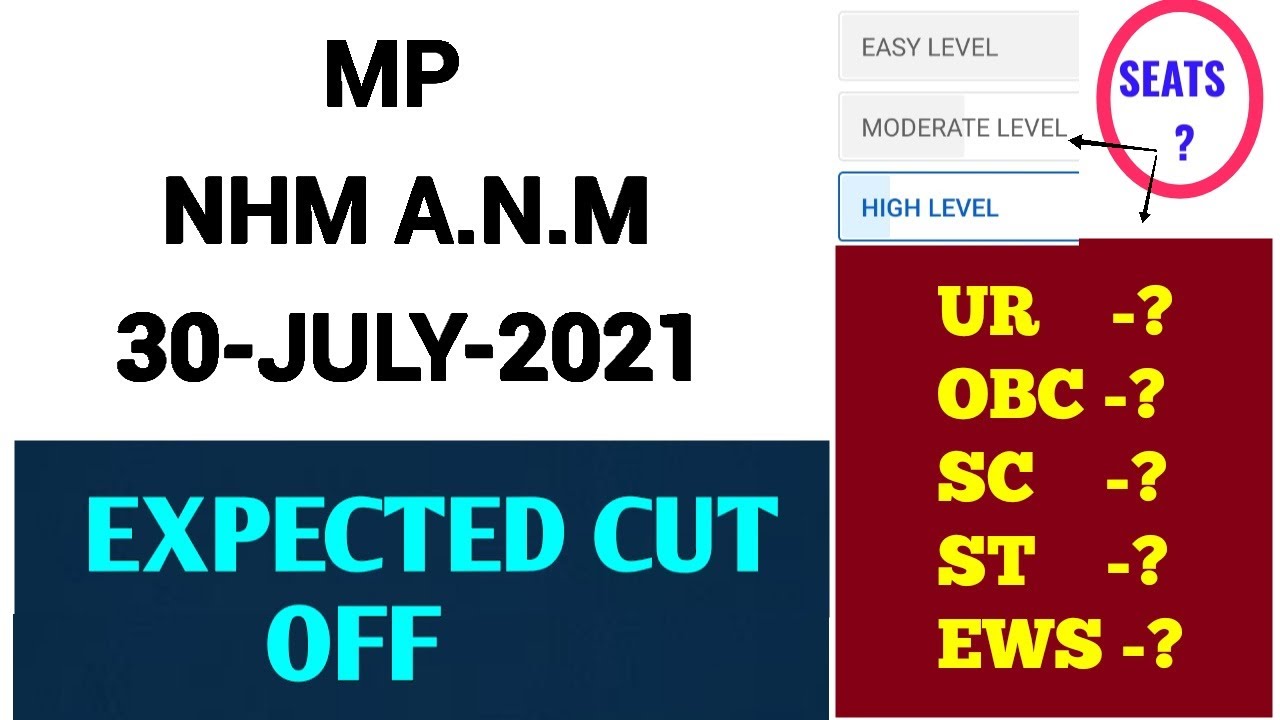 MP NHM ANM - EXAM DATE - 30-JULY-2021 - EXPECTED CUT OFF CATEGORY WISE + TOTAL SEATS + EXAM LEVEL ?