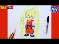 How to Draw KID GOKU SUPER SAIYAN Step by Step | Dragon Ball Drawing