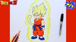 How to Draw KID GOKU SUPER SAIYAN Step by Step