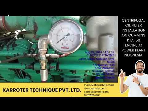 Cummins KTA-50 Genset Lube Oil Filtration with KT-200 Centrifuge Filter