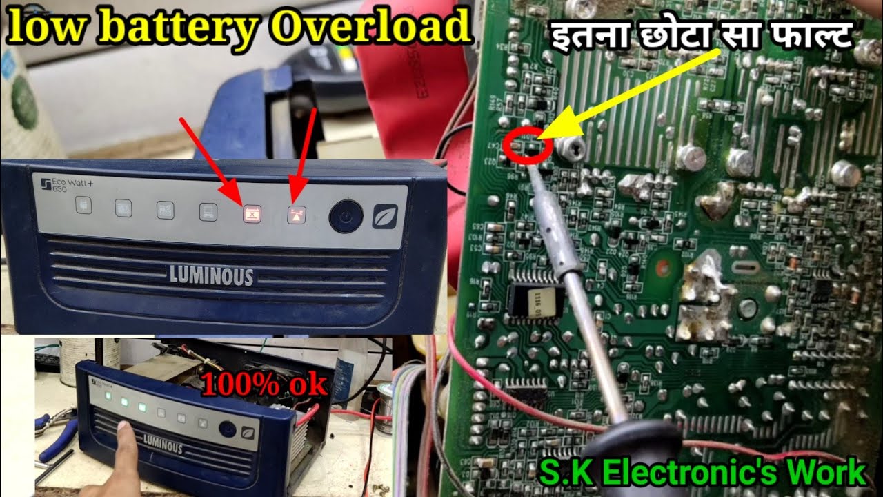 Low Battery Overload Led Show Luminous Inverter Repair Youtube