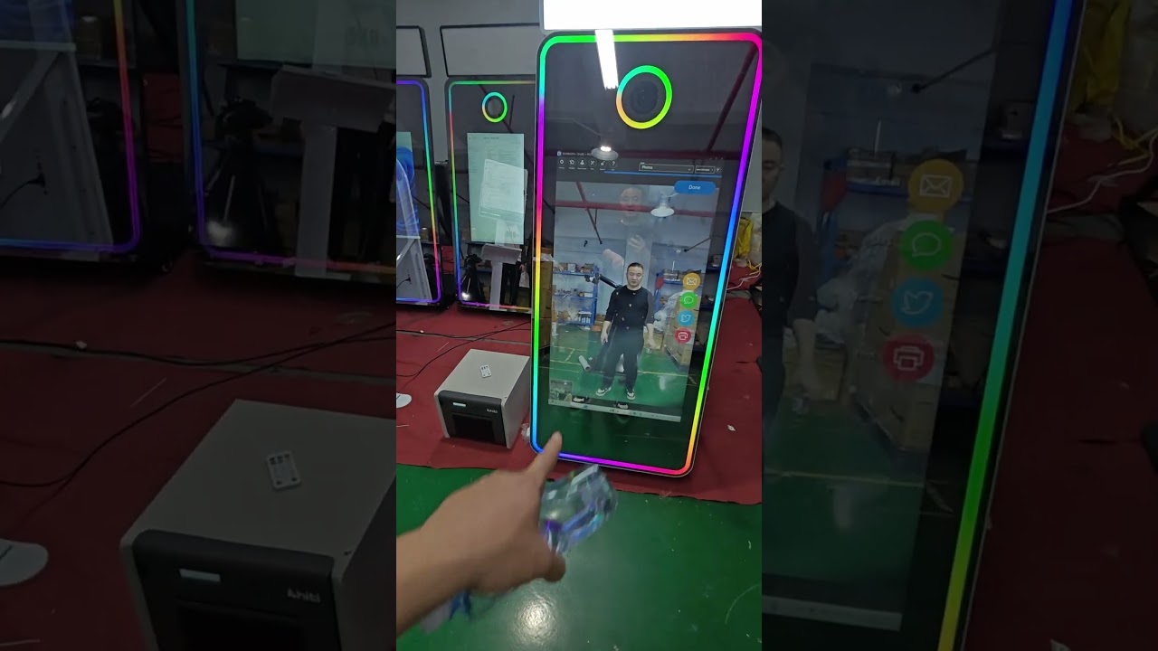 How to print photos use 70inch magic mirror photo booth with 43inch screen