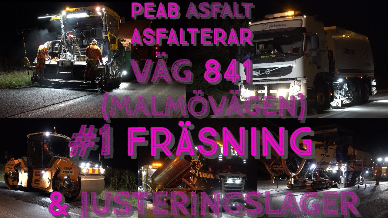 Peab Asfalt asfalterar väg 841 (Malmövägen) #1 Fräsning & justeringslager 2020-09-01