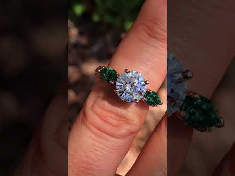 Round & Pear Sapphire Antique Lab Grown Diamond Engagement Ring ring video
