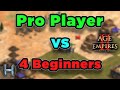 Professional Player vs 4 Beginners | Aoe2