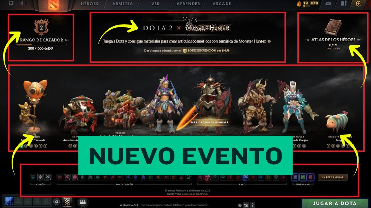 Descubre los 6 sets del evento Dota 2 Monster Hunter