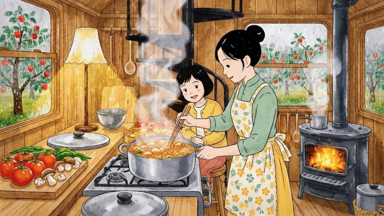 Cozy Forest Rain & Peaceful Family 🌧️ Ghibli Atmosphere 森の雨と家族