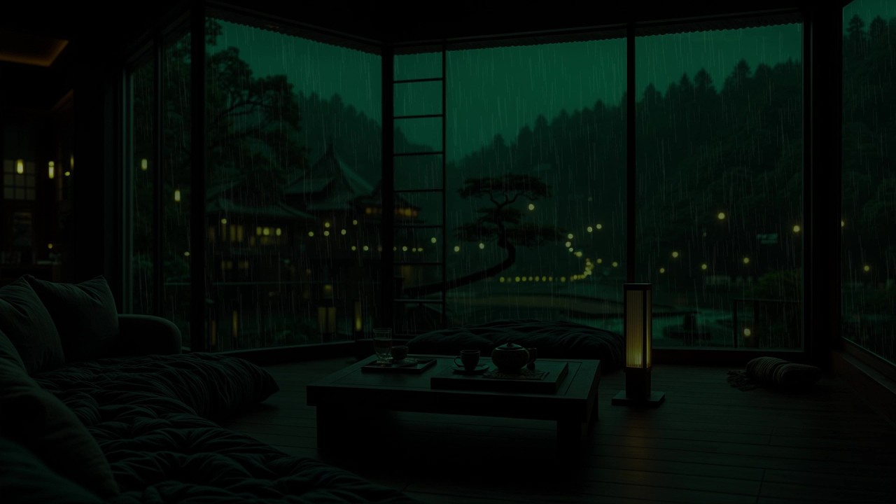 Gentle Rain Sounds at a Mountain Cabin 🌧 (No Ads) | Dark Night Ambience for Deep Sleep
