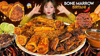 EXTREME HUGE BONE MARROW BIRYANI😱SPICY BUFFALO RIBS🔥& FRY CHILLIES🌶️| NEPALI MUKBANG | BIG BITES |