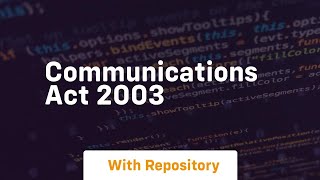communications act 2003