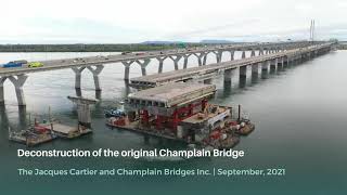 Champlain Bridge Deconstruction | 360 view: Catamaran Barge - September, 2021 #JCCBI