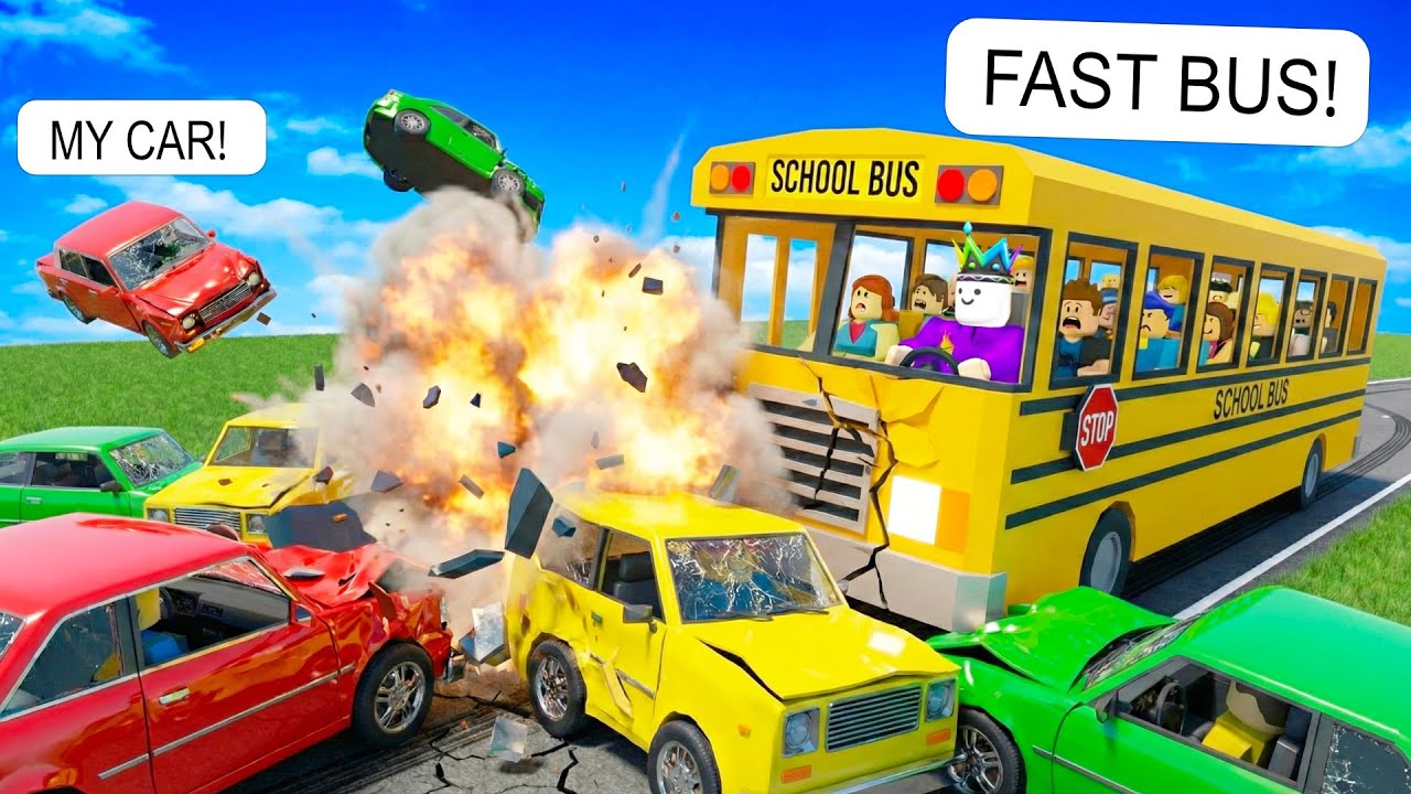 I Drive FULL Bus on Roblox BUT Crash Into Cars at MAXIMUM SPEED