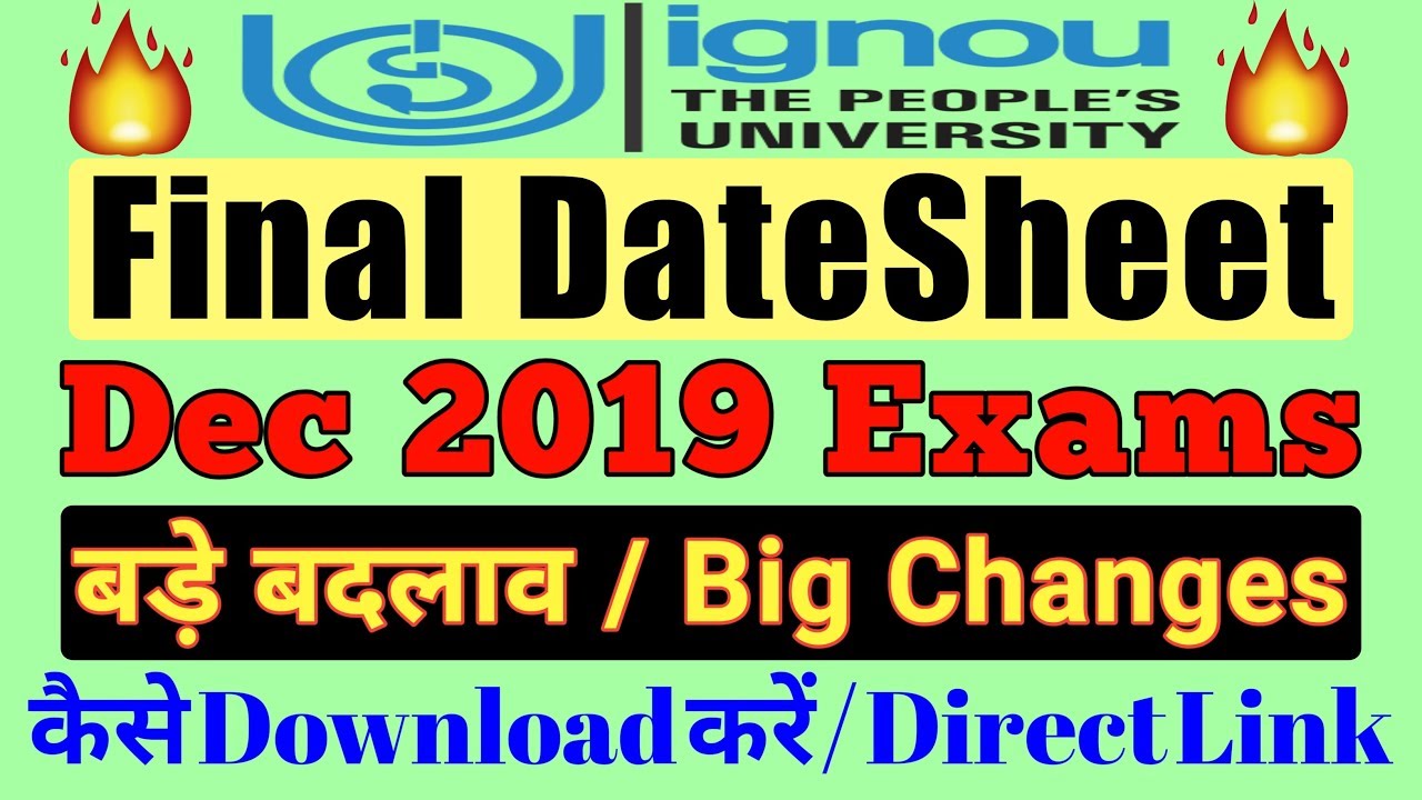 FINAL DATESHEET for DECEMBER 2019 EXAMS || 