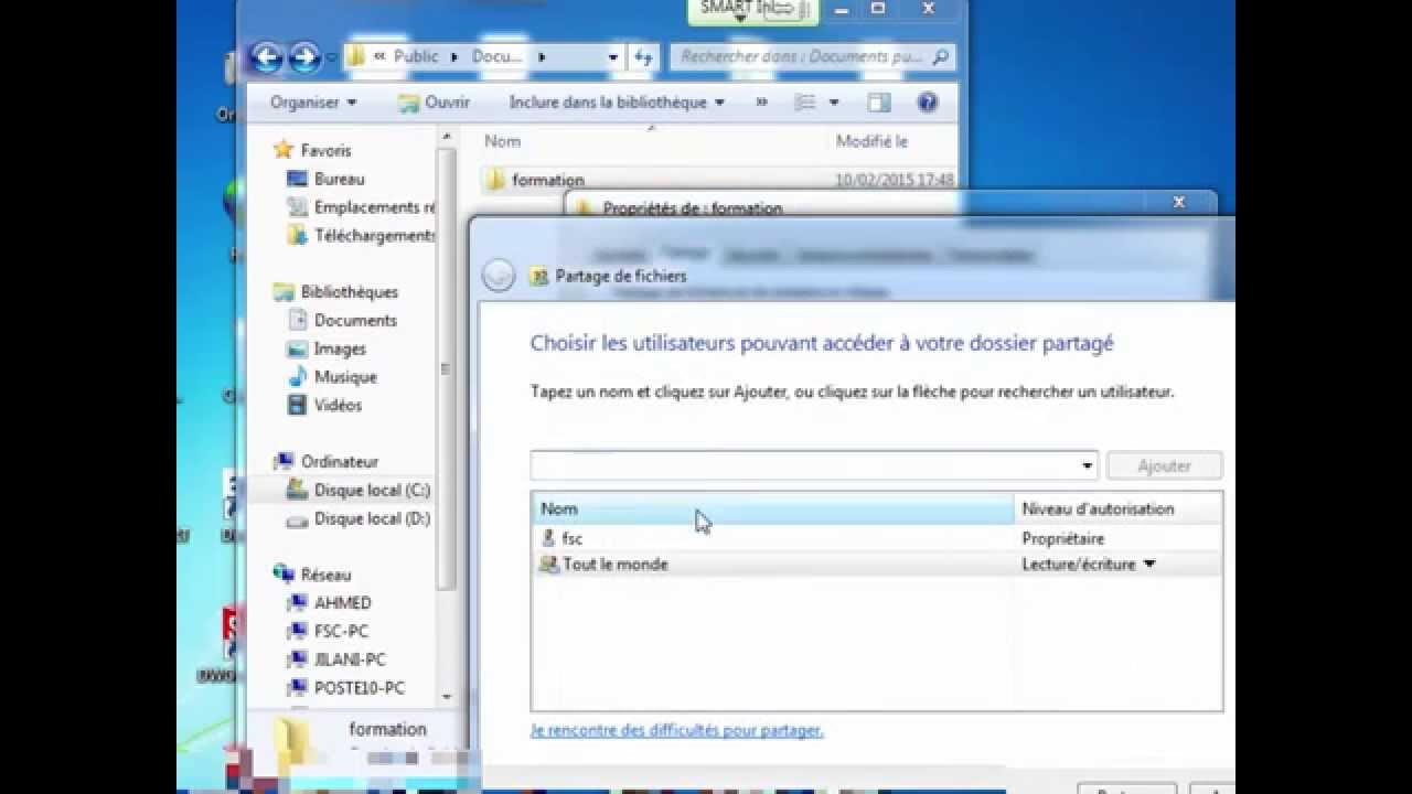 Partage de dossier en local - YouTube