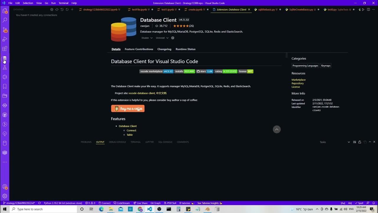 Create and Display SQLite table in vscode with Database Client. VScode ...