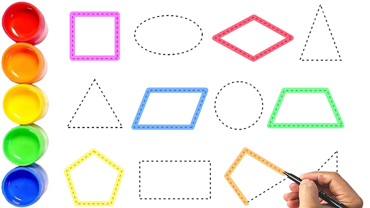 Learn Shapes and colors | Rectangle , Oval, Rhombus, Isosceles Triangle ...