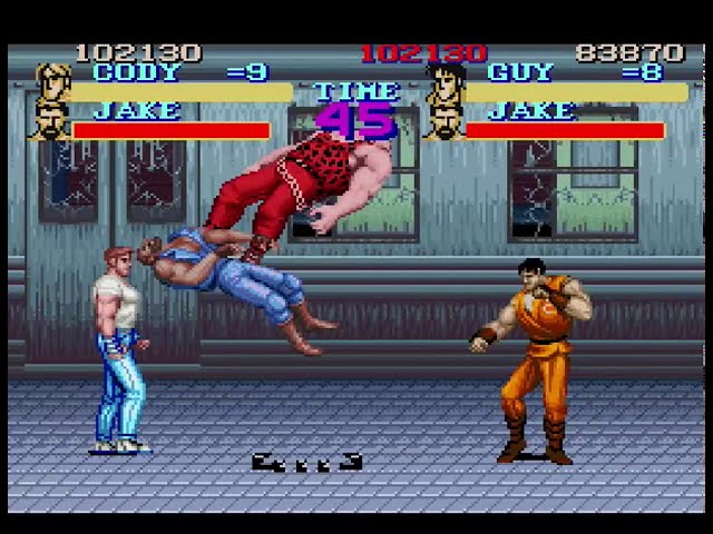 Final Fight 1 SNES. Lutas no trem! 