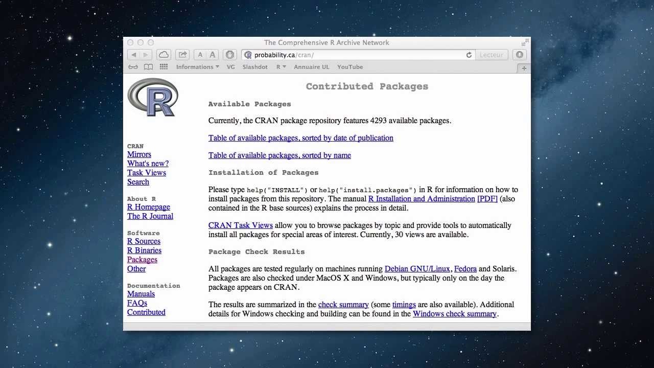 Installation de packages dans R - YouTube
