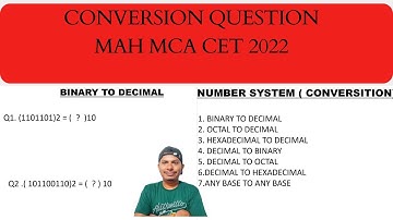 NUMBER SYSTEM II CONVERSION II MAH MCA CET 2022 II CUET II  JAMIA ...