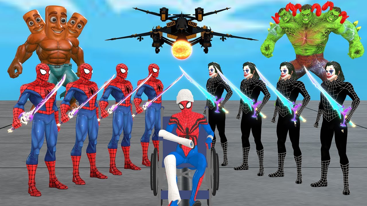 Siêu nhân nhện🔴Spider Man Family Fights TUNG FAMILY and JOKER vs HULK FAMILY in EPIC Battle!