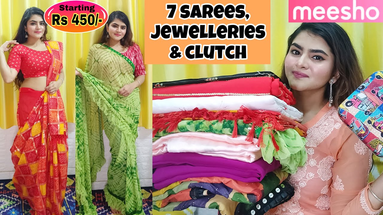 meesho-saree-haul-affordable-sarees-for-karvachauth-partywear