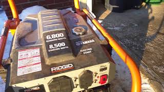 RIDGID RD6800 generator running on propane, idle down test