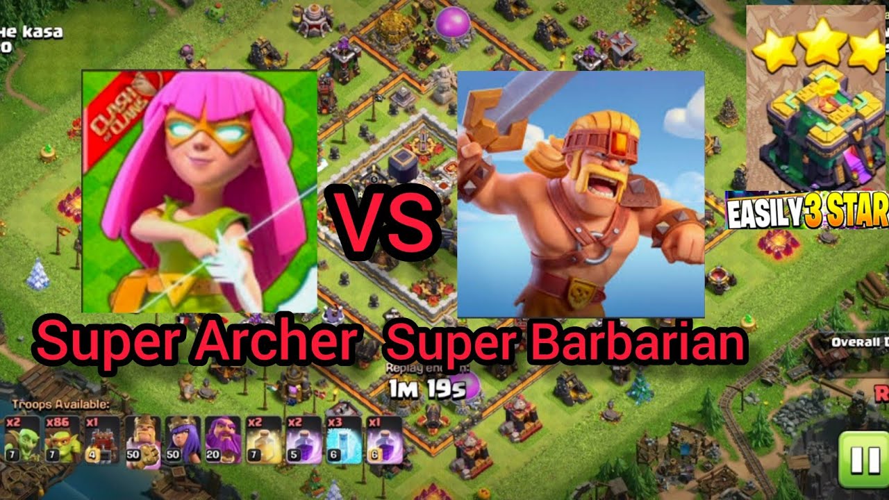 Super Archer vs Super Barbarian | Super Troops Attack Strategy | Clash of Clan | TH 11 attacks