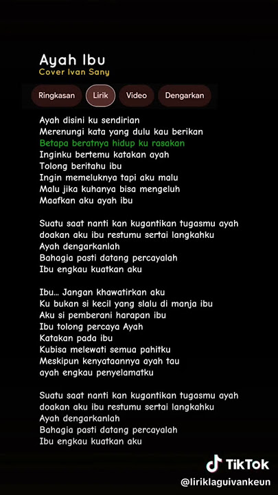 Ayah ibu disini ku sendirian #liriklagu