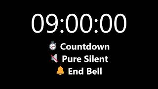 9 Hour Timer - Count Down (Silent, Dark Screen, Soft Alarm) | Mono Chrono