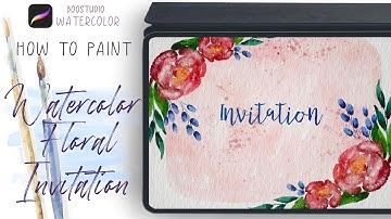 How to paint watercolor floral invitation card in Procreate - digital tutorial for IPad