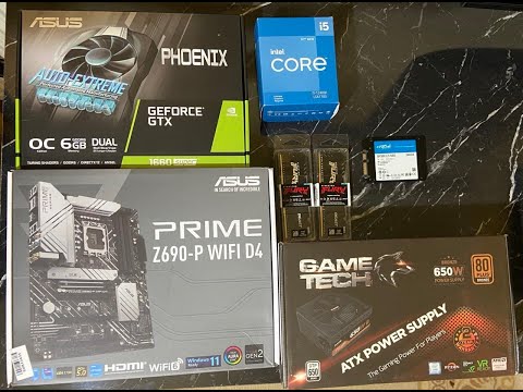 ASUS PRIME Z690-P WIFI,INTEL I5 12400F, ASUS GTX 6 GB,CRUCIAL 240 , KINGSTON 8GB*2,GAME TECHGTP-650