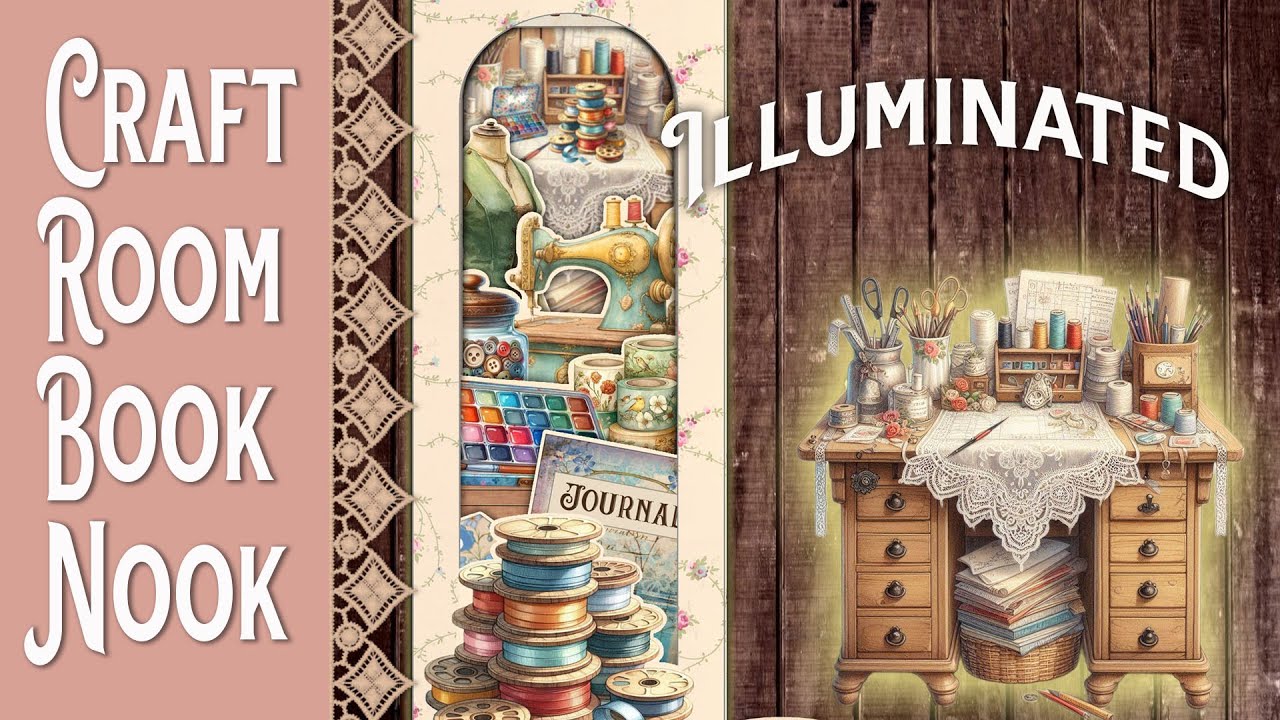 Craft Room Book Nook, 3D Papercraft, Junk Journaling Tutorial