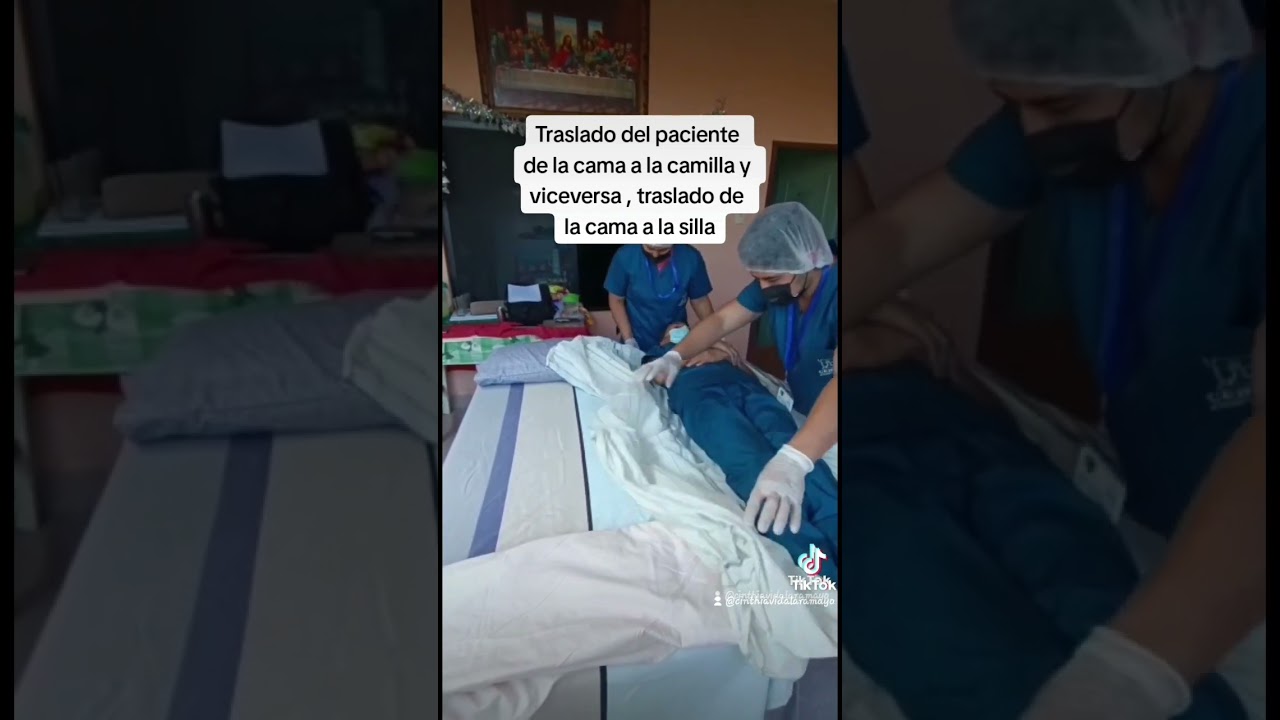traslado del paciente de la cama a la camilla ,cama a la camilla