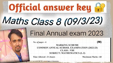 class 8 mathmatics paper solution 2023 / morning shift/ annual exam 2022/23 / maths answer key 2023